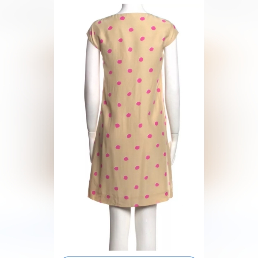 Kate Spade Shawna Silk Shift Dress Beige/Pink Polka Dot Size 8 - Picture 3 of 12